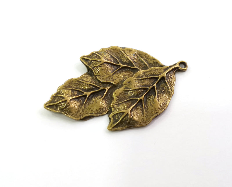 2 Leaf Charms Antique Bronze Plated Charms (51x32mm) G18611