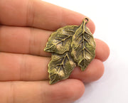 2 Leaf Charms Antique Bronze Plated Charms (51x32mm) G18611