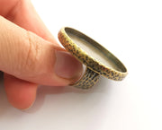 Ring Blank Setting Hammered Ring Base Bezel inlay Ring Backs Glass Cabochon Mounting Adjustable Antique Bronze Plated Ring (40mm ) G18613