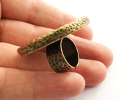 Ring Blank Setting Hammered Ring Base Bezel inlay Ring Backs Glass Cabochon Mounting Adjustable Antique Bronze Plated Ring (40mm ) G18613