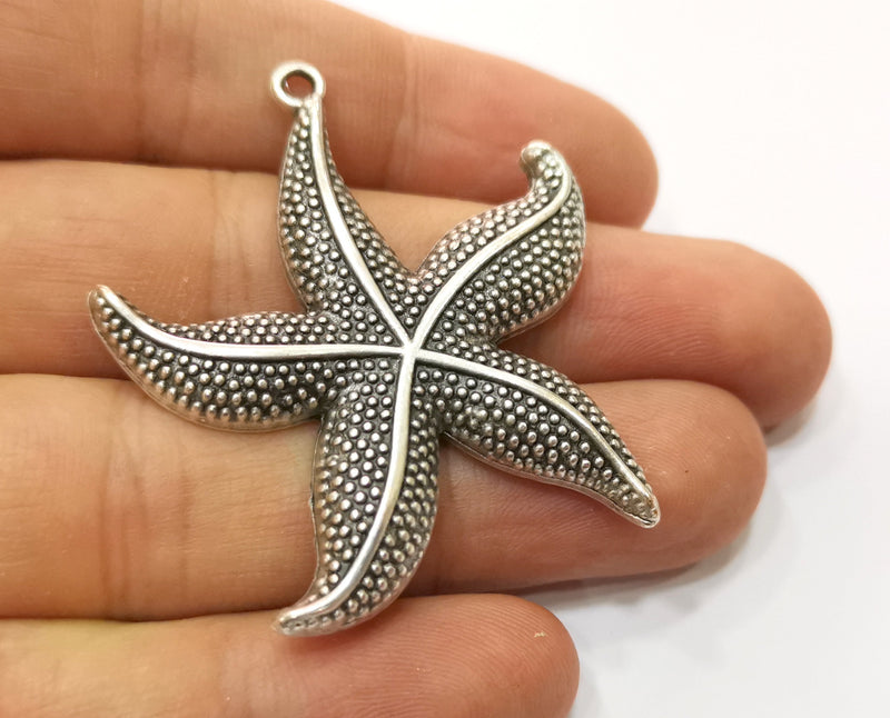 2 Starfish Charms Antique Silver Plated Charms (48x43mm)  G19190