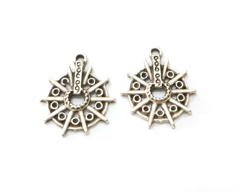 10 Silver Charms Antique Silver Plated Charms (25x20mm)  G19191