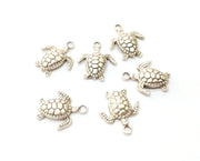 10 Sea Turtle Charms Antique Silver Plated Charms (17x14mm)  G19195