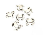 10  Crab Charms Antique Silver Plated Charms (15x16mm)  G19196