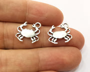10  Crab Charms Antique Silver Plated Charms (15x16mm)  G19196