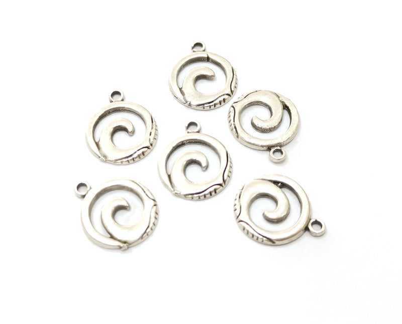10 Wave Charms Antique Silver Plated Charms (17x14mm)  G19197