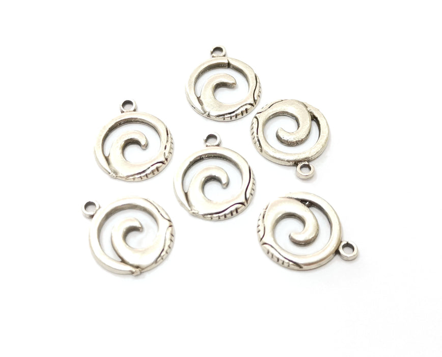 10 Wave Charms Antique Silver Plated Charms (17x14mm)  G19197