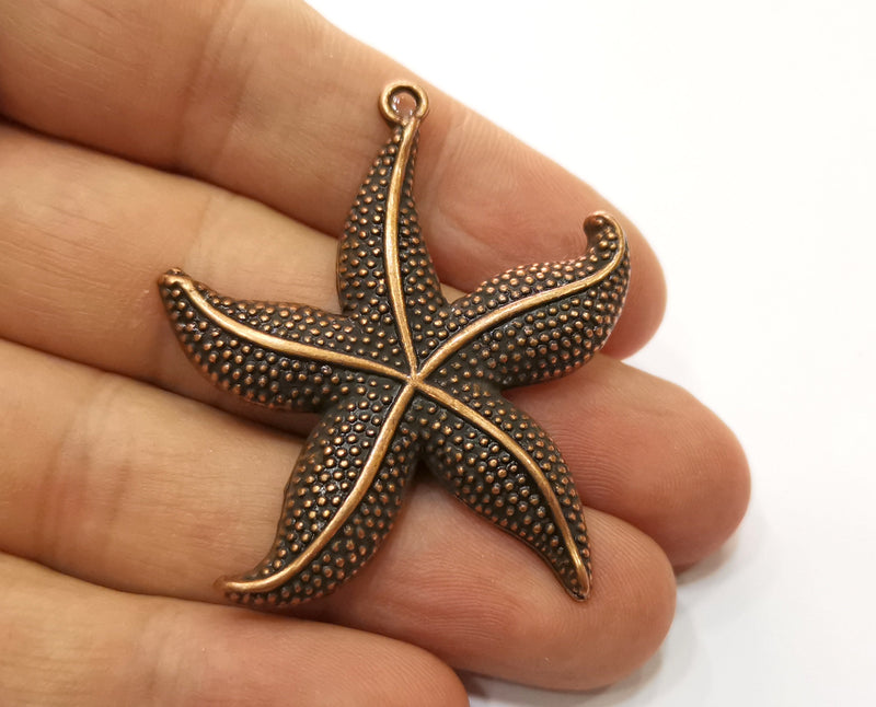 2 Starfish Charms Antique Copper Plated Charms (48x43mm)  G19211