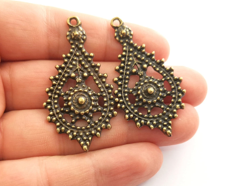 2 Antique Bronze Charms Antique Bronze Plated Charms  (51x27mm)  G18615