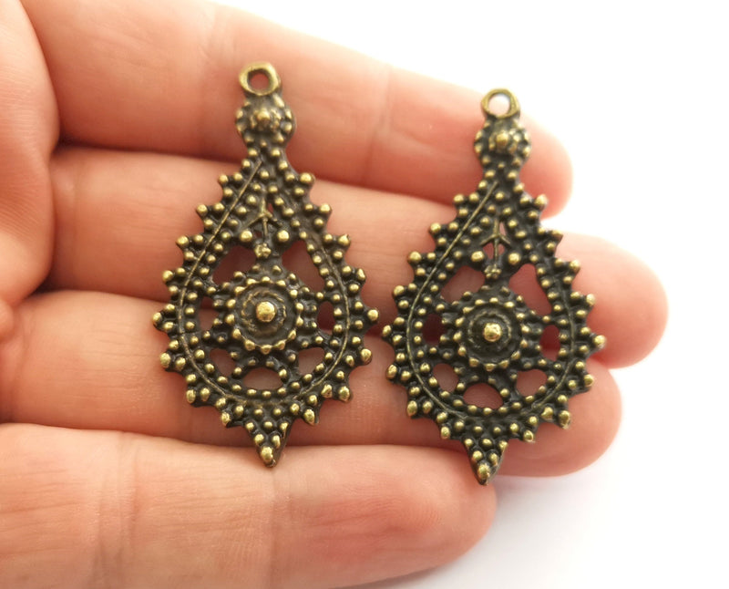 2 Antique Bronze Charms Antique Bronze Plated Charms  (51x27mm)  G18615