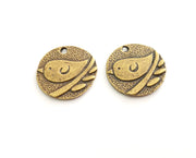 4 Antique Bronze  Bird, Branch Charms Antique Bronze Plated Charms (23mm) G18617