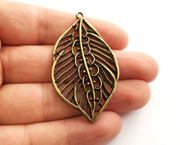 2 Leaf Charms Antique Bronze Plated Charms (58x33mm) G18619