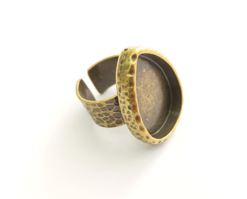 Bronze Ring Blank Setting Cabochon Base inlay Ring Back Mounting Adjustable Ring Base Bezel (26x18mm drop blank)Antique Bronze Plated G18622