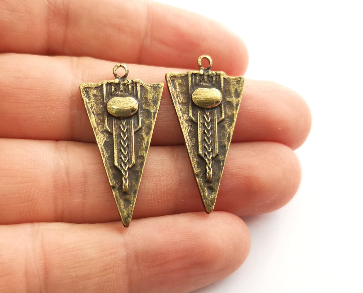 2 Antique Bronze Charms Antique Bronze Plated Charms (Both Side Same) (35x18mm)  G18625