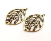 2 Leaf Charms Antique Bronze Plated Charms (49x30mm)  G18626