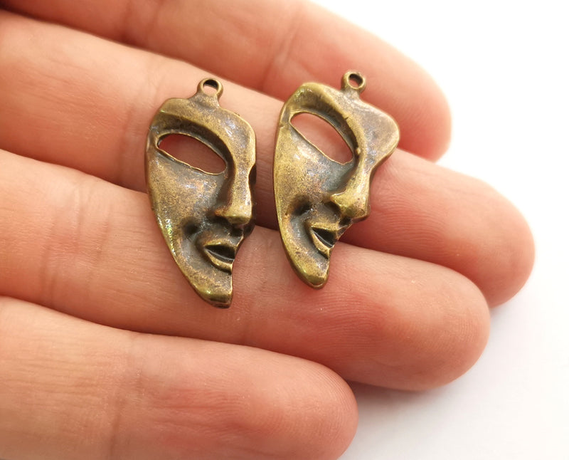 4 Mask Charms Antique Bronze Plated Charms (31x16mm)  G18627