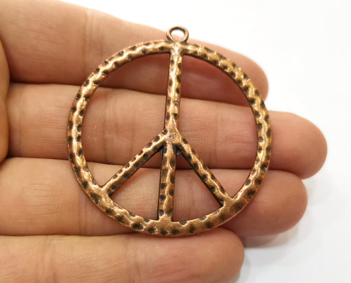 2 Peace Charms Antique Copper Plated Charms (53x49mm)  G19214