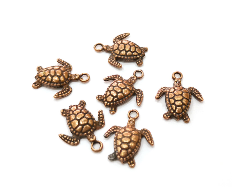 10 Sea Turtle Charms Antique Copper Plated Charms (17x14mm)  G19218