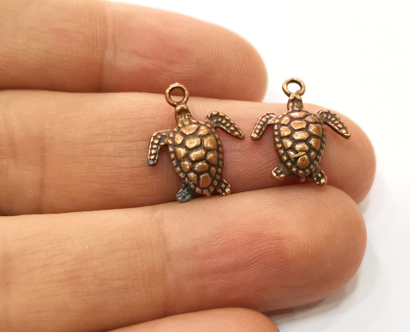 10 Sea Turtle Charms Antique Copper Plated Charms (17x14mm)  G19218