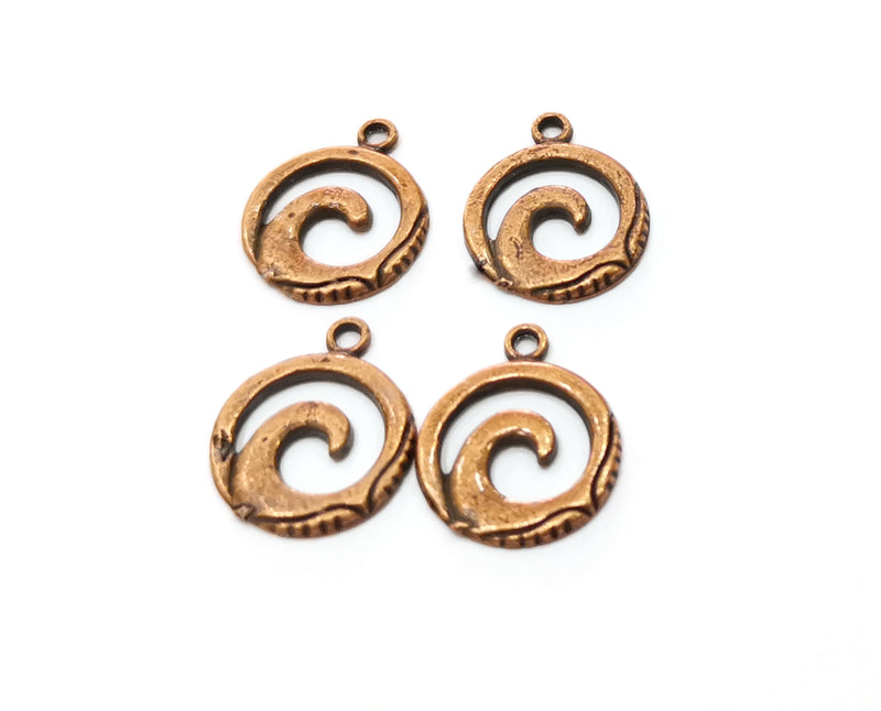 10 Wave Charms Antique Copper Plated Charms (17x14mm)  G19222