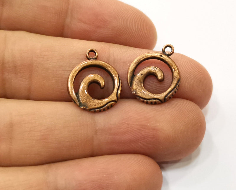 10 Wave Charms Antique Copper Plated Charms (17x14mm)  G19222