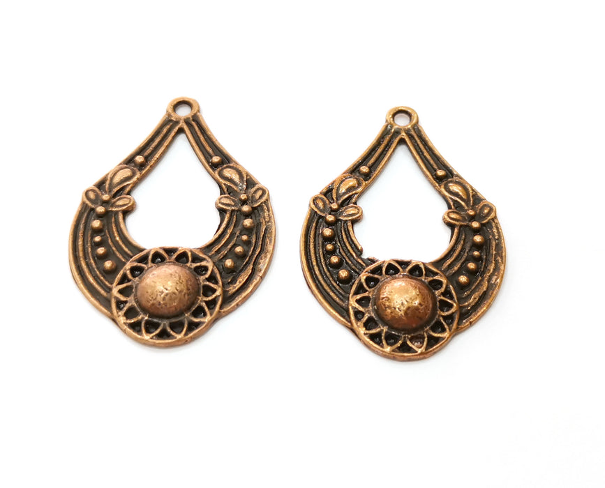 2 Copper Charms Antique Copper Plated Charms (42x28mm)  G19223