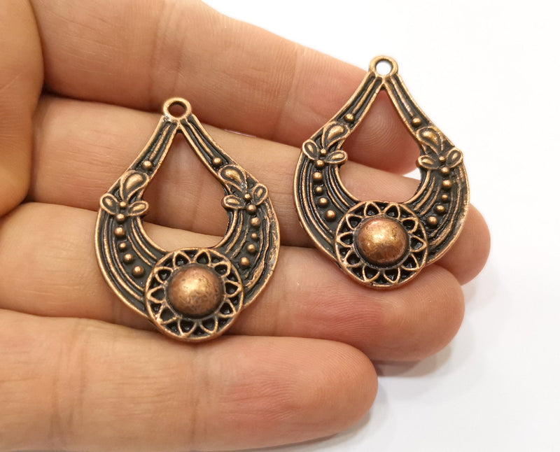 2 Copper Charms Antique Copper Plated Charms (42x28mm)  G19223