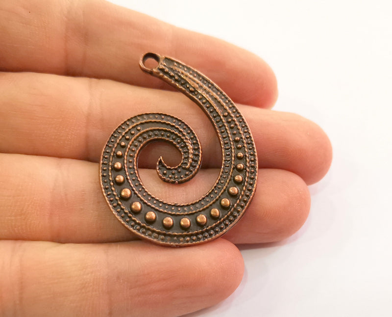 2 Octopus Arm Charms Antique Copper Plated Charms  (44x34mm)  G18630