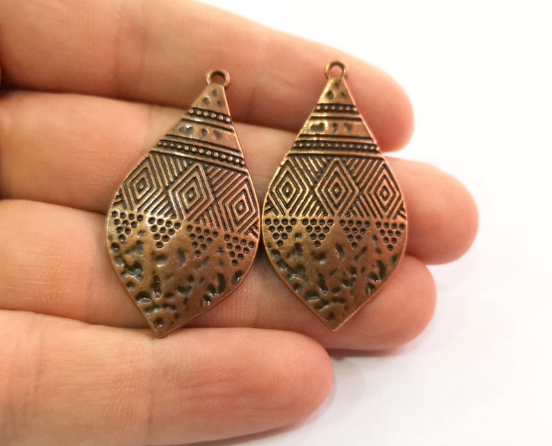 2 Copper Charms Antique Copper Plated Charms (44x23mm)  G18632
