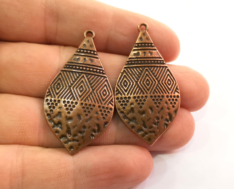 2 Copper Charms Antique Copper Plated Charms (44x23mm)  G18632