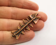 2 Copper Fish bone Charms Antique Copper Plated Charms (52x19mm) G18633