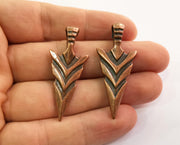 2 Copper Arrowhead Charms Antique Copper Plated Charms (47x20mm) G18636