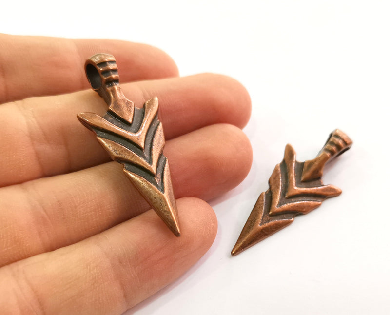 2 Copper Arrowhead Charms Antique Copper Plated Charms (47x20mm) G18636