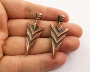 2 Copper Arrowhead Charms Antique Copper Plated Charms (47x20mm) G18636
