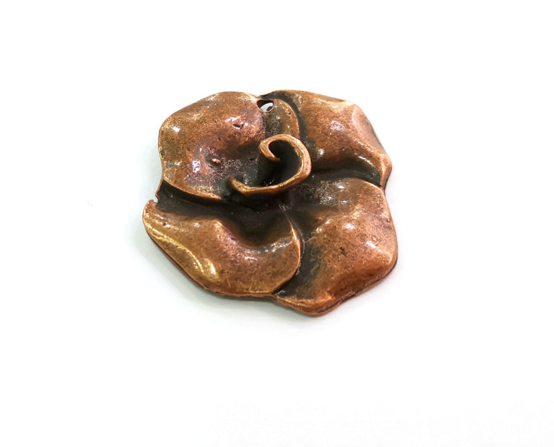 2 Rose Charms Antique Copper Plated Charms (38x35mm)  G18637
