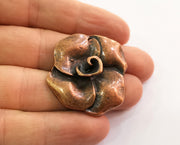 2 Rose Charms Antique Copper Plated Charms (38x35mm)  G18637