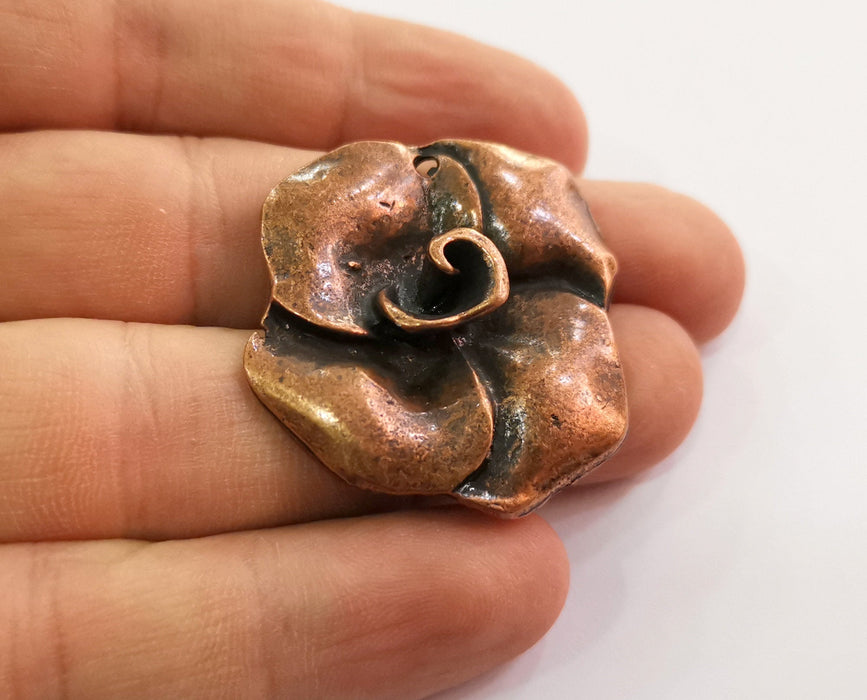 2 Rose Charms Antique Copper Plated Charms (38x35mm)  G18637