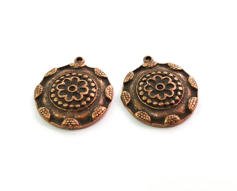2 Copper Charms Antique Copper Plated Charms (29x25mm)  G18640