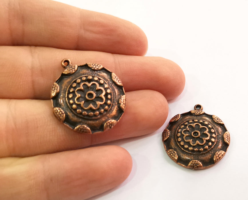 2 Copper Charms Antique Copper Plated Charms (29x25mm)  G18640