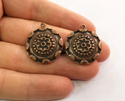2 Copper Charms Antique Copper Plated Charms (29x25mm)  G18640