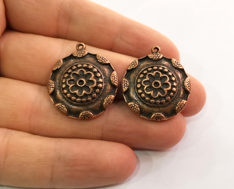 2 Copper Charms Antique Copper Plated Charms (29x25mm)  G18640