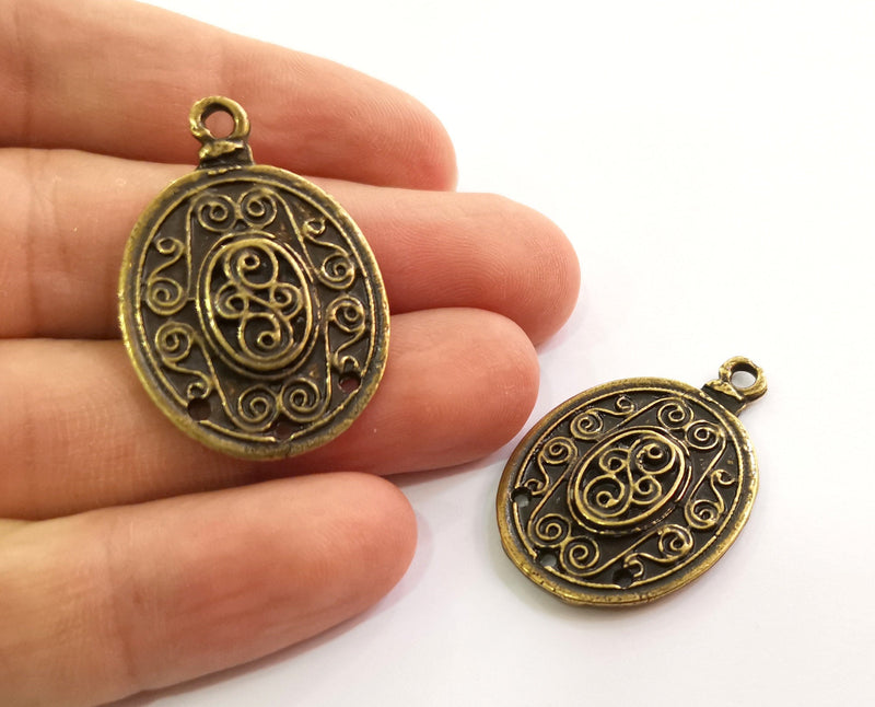 2 Antique Bronze Charms Connector Antique Bronze Plated Charms (37x25mm)  G18644