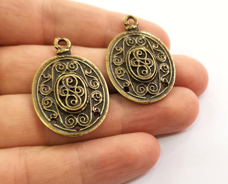 2 Antique Bronze Charms Connector Antique Bronze Plated Charms (37x25mm)  G18644