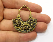 2 Elephant Charms Antique Bronze Plated Charm (47x39mm) G19229