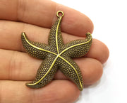 2 Starfish Charms Antique Bronze Plated Charms (48x43mm)  G19234