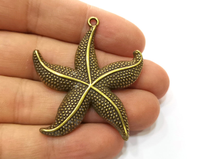 2 Starfish Charms Antique Bronze Plated Charms (48x43mm)  G19234