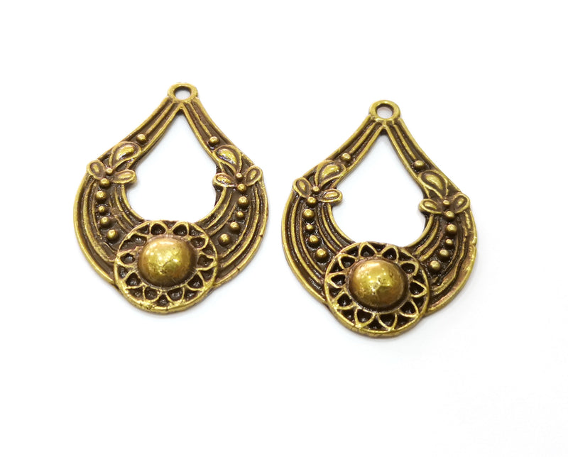 2 Antique Bronze Charms Antique Bronze Plated Charms (42x28mm)  G19235