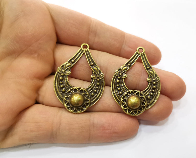 2 Antique Bronze Charms Antique Bronze Plated Charms (42x28mm)  G19235