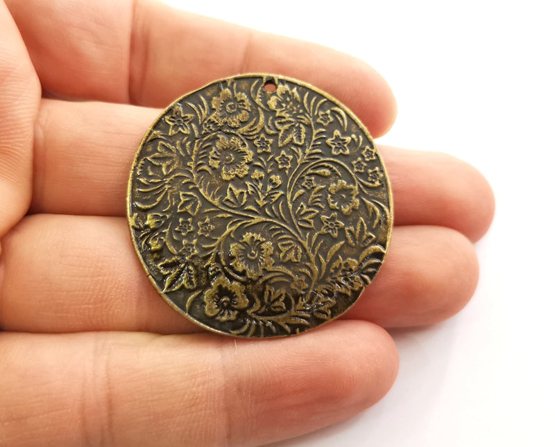 2 Antique Bronze Flowers Charms Antique Bronze Plated Charms (42mm) G18651