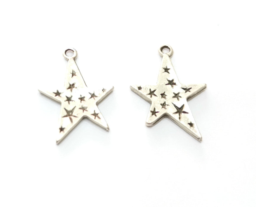 5 Stars Charms Antique Silver Plated Charms (29x20mm)  G18654